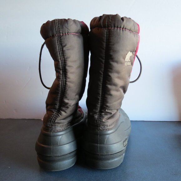 Sorel Children's Boots Slip On Brown/Maroon Rubber & Nylon Extra Lining Size 2 - Picture 4 of 10
